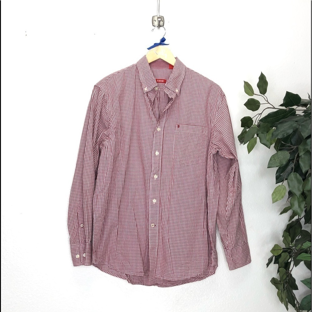 Mens Checkered Izod Button Down Shirt